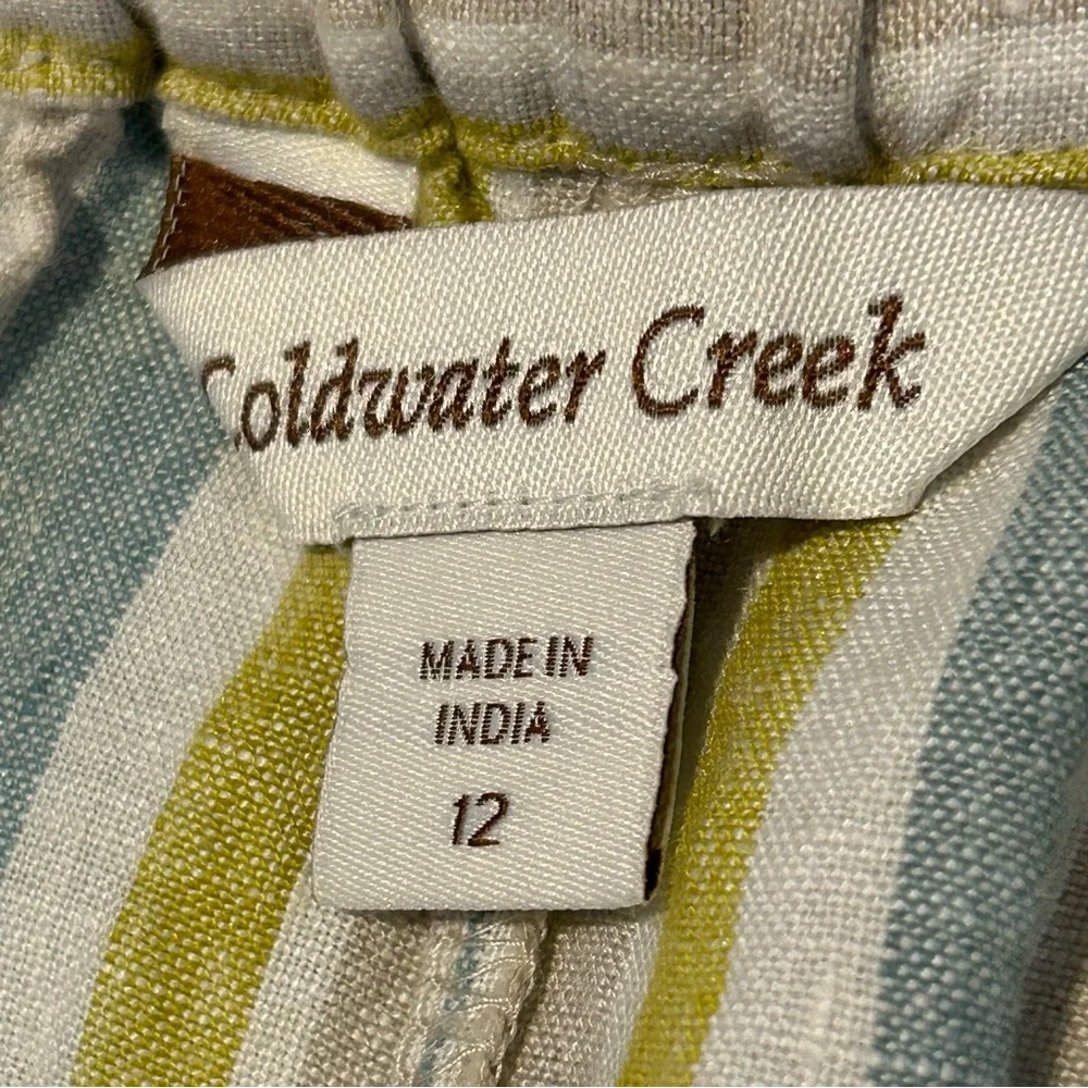 Coldwater Creek Multicolor Striped Linen Pull-on Pants - Size 12